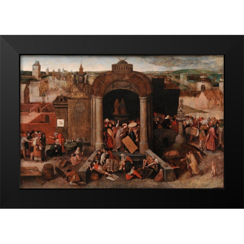 Christ Driving the Traders from the Temple Black Modern Wood Framed Art Print by Bruegel the Elder, Pieter