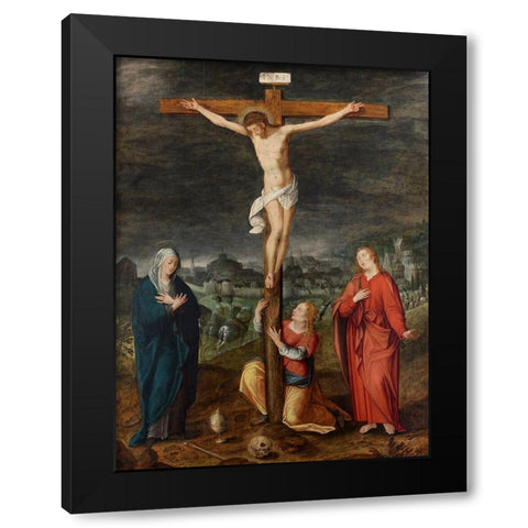 The Crucifixion Black Modern Wood Framed Art Print by Netherlandish  School