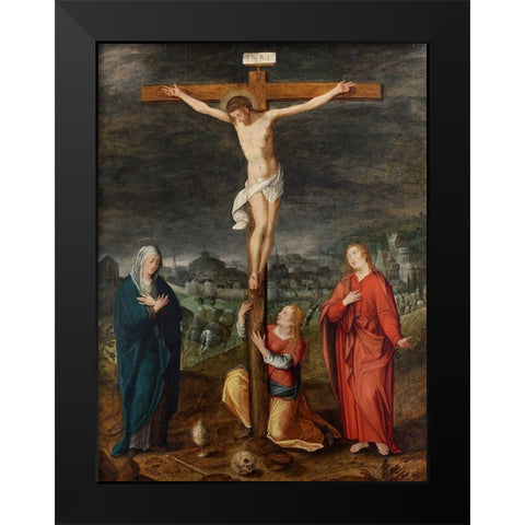 The Crucifixion Black Modern Wood Framed Art Print by Netherlandish  School