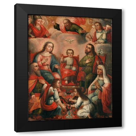 The family of Christ Child Black Modern Wood Framed Art Print with Double Matting by Cusco School