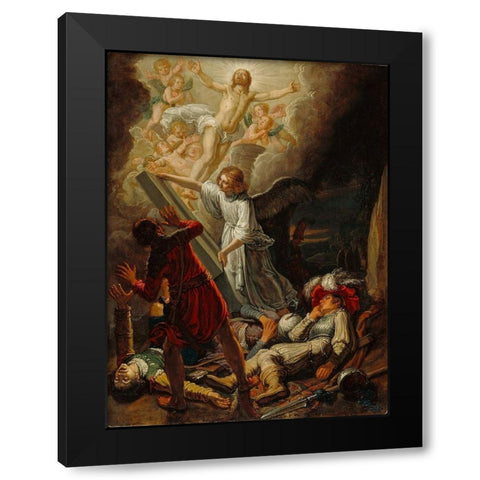 The Resurrection Black Modern Wood Framed Art Print with Double Matting by Lastman, Pieter