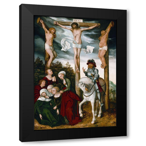 Crucifixion of Christ Black Modern Wood Framed Art Print with Double Matting by Cranach, Lucas