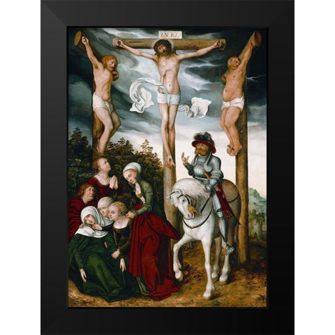 Crucifixion of Christ Black Modern Wood Framed Art Print by Cranach, Lucas