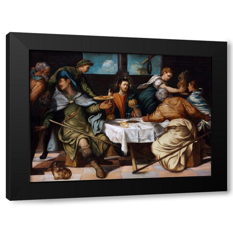 The Supper at Emmaus Black Modern Wood Framed Art Print with Double Matting by Tintoretto, Jacopo