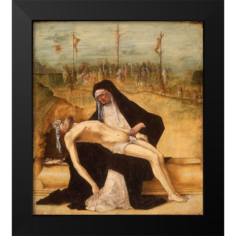 Pieta Black Modern Wood Framed Art Print by deâ€™ Roberti, Ercole