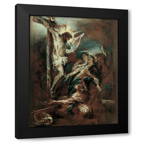 Crucifixion Black Modern Wood Framed Art Print by Grechetto