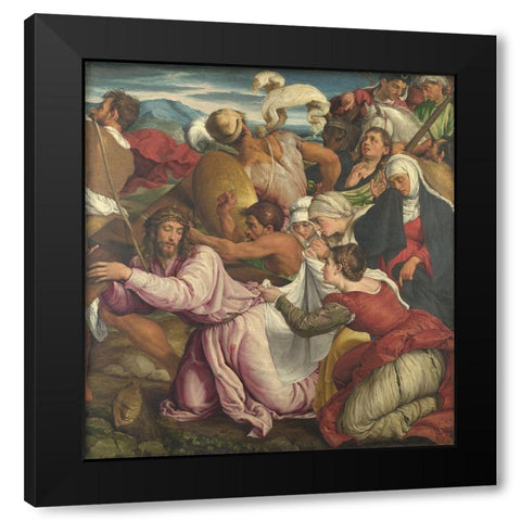 The Way to Calvary Black Modern Wood Framed Art Print with Double Matting by Bassano, Jacopo