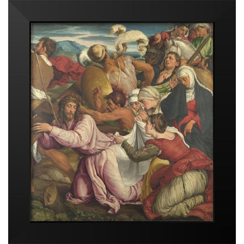 The Way to Calvary Black Modern Wood Framed Art Print by Bassano, Jacopo