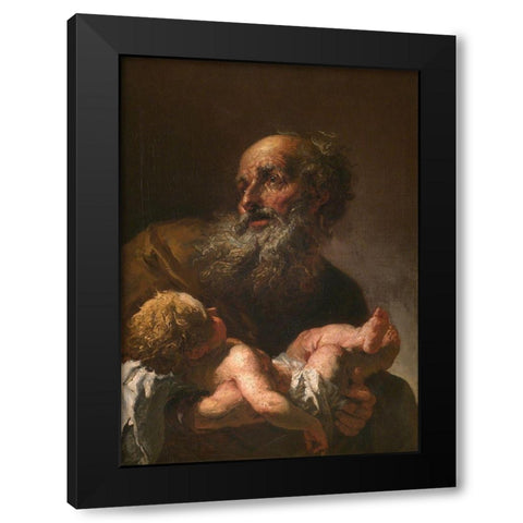 Simeon with Infant Jesus Black Modern Wood Framed Art Print with Double Matting by Brandl, Petr
