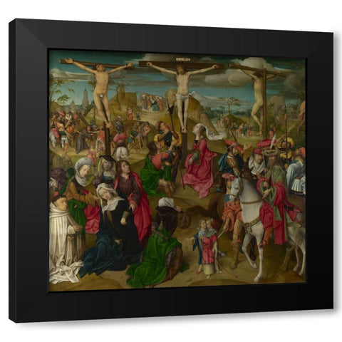 The Crucifixion- Central Panel Black Modern Wood Framed Art Print by Master of Delft
