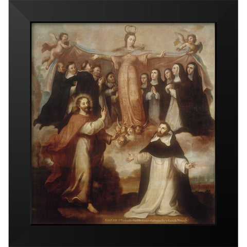 Allegory of the Virgin Patroness of the Dominicans Black Modern Wood Framed Art Print by Cabrera, Miguel