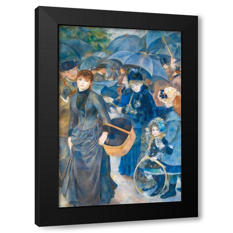 The Umbrellas Black Modern Wood Framed Art Print by Renoir, Pierre-Auguste