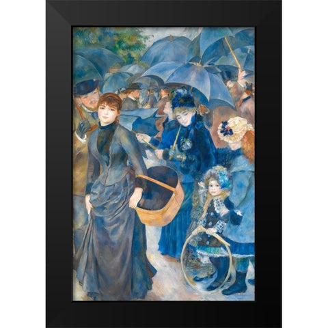 The Umbrellas Black Modern Wood Framed Art Print by Renoir, Pierre-Auguste