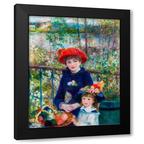 Two Sisters On the Terrace 1881 Black Modern Wood Framed Art Print by Renoir, Pierre-Auguste