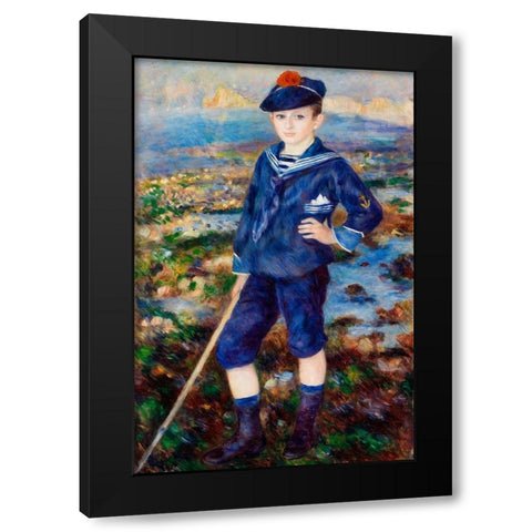Sailor Boy Portrait of Robert Nunes 1883 Black Modern Wood Framed Art Print by Renoir, Pierre-Auguste