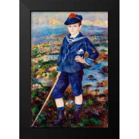 Sailor Boy Portrait of Robert Nunes 1883 Black Modern Wood Framed Art Print by Renoir, Pierre-Auguste