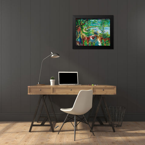 Near the Lake 1879â€“1890 Black Modern Wood Framed Art Print by Renoir, Pierre-Auguste
