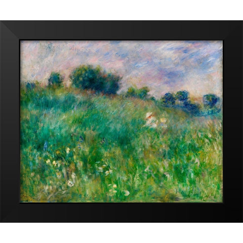 Meadow 1880 Black Modern Wood Framed Art Print by Renoir, Pierre-Auguste