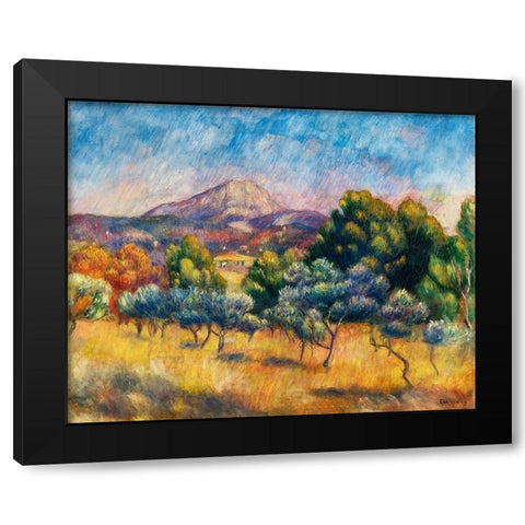 Sainte Victoire Mountain Landscape 1889 Black Modern Wood Framed Art Print with Double Matting by Renoir, Pierre-Auguste
