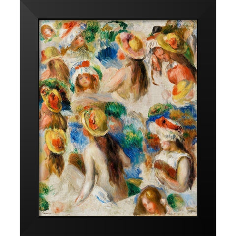 Study of Heads 1890 Black Modern Wood Framed Art Print by Renoir, Pierre-Auguste