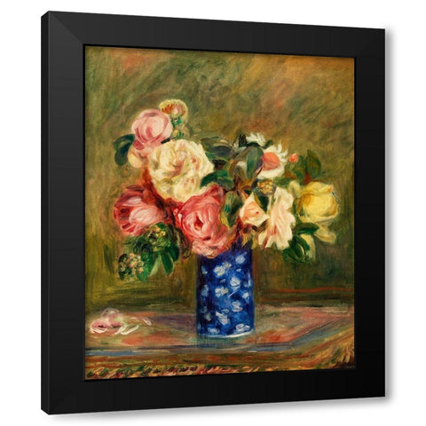 Bouquet of Roses 1882 Black Modern Wood Framed Art Print with Double Matting by Renoir, Pierre-Auguste