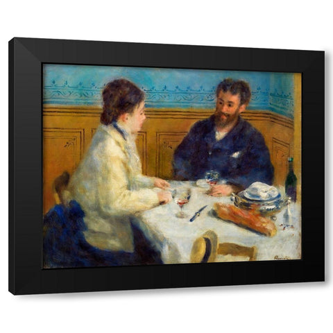 Luncheon 1875 Black Modern Wood Framed Art Print with Double Matting by Renoir, Pierre-Auguste