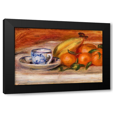 Oranges, Bananas, and Teacup 1908 Black Modern Wood Framed Art Print by Renoir, Pierre-Auguste
