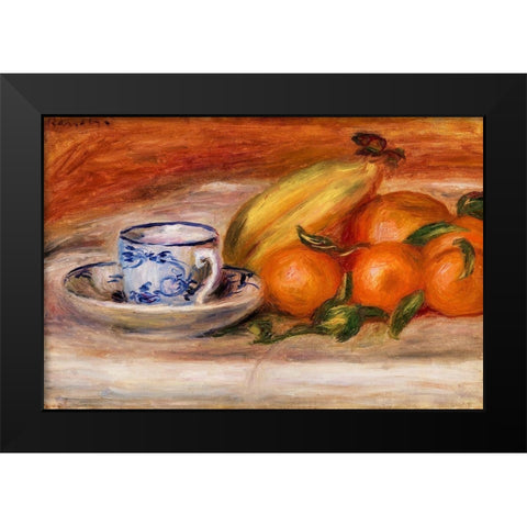 Oranges, Bananas, and Teacup 1908 Black Modern Wood Framed Art Print by Renoir, Pierre-Auguste