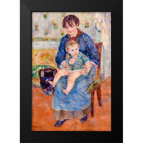 Young Mother 1881 Black Modern Wood Framed Art Print by Renoir, Pierre-Auguste