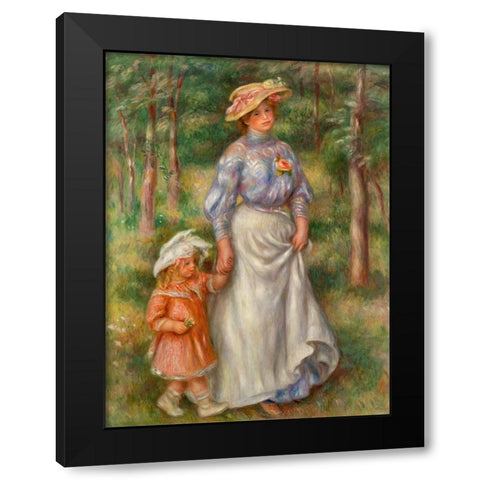Promenade 1906 Black Modern Wood Framed Art Print with Double Matting by Renoir, Pierre-Auguste