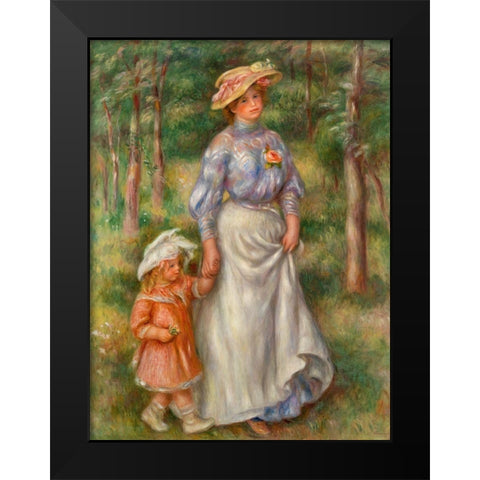 Promenade 1906 Black Modern Wood Framed Art Print by Renoir, Pierre-Auguste