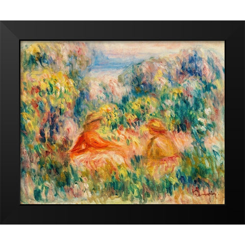 Two Women in a Landscape 1918 Black Modern Wood Framed Art Print by Renoir, Pierre-Auguste