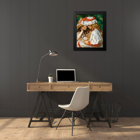 Two Girls Reading 1891 Black Modern Wood Framed Art Print by Renoir, Pierre-Auguste