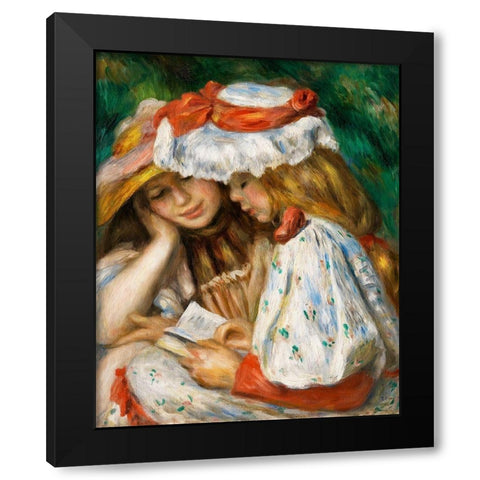 Two Girls Reading 1891 Black Modern Wood Framed Art Print by Renoir, Pierre-Auguste