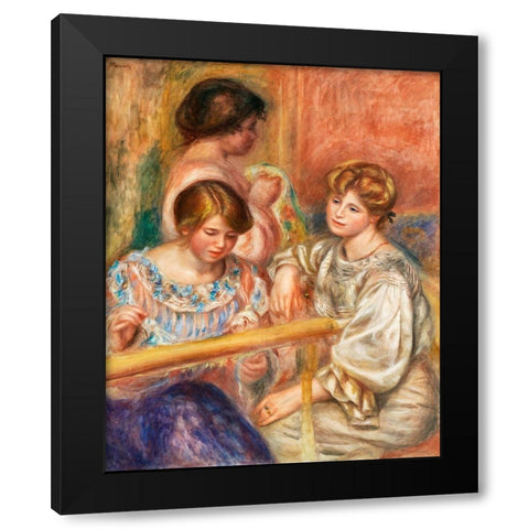 Embroiderers 1902 Black Modern Wood Framed Art Print by Renoir, Pierre-Auguste