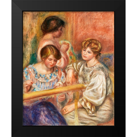 Embroiderers 1902 Black Modern Wood Framed Art Print by Renoir, Pierre-Auguste