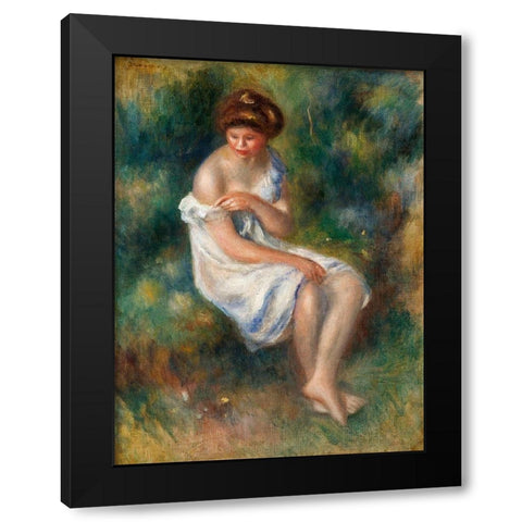 The Bather 1900 Black Modern Wood Framed Art Print by Renoir, Pierre-Auguste
