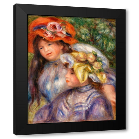 Two Girls 1910 Black Modern Wood Framed Art Print by Renoir, Pierre-Auguste