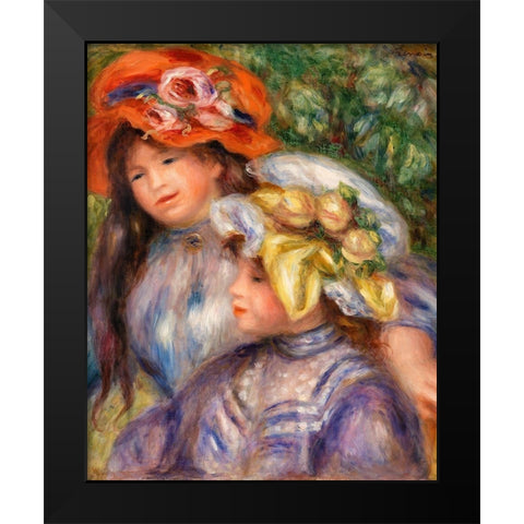 Two Girls 1910 Black Modern Wood Framed Art Print by Renoir, Pierre-Auguste