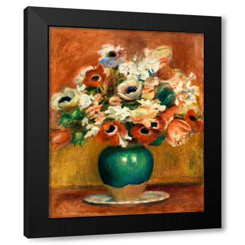 Flowers 1885 Black Modern Wood Framed Art Print with Double Matting by Renoir, Pierre-Auguste