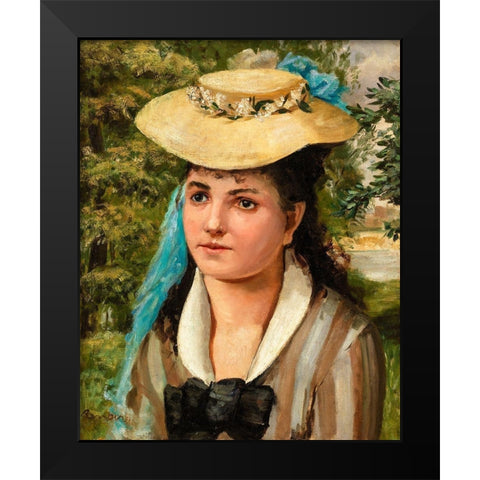 Lise in a Straw Hat 1866 Black Modern Wood Framed Art Print by Renoir, Pierre-Auguste