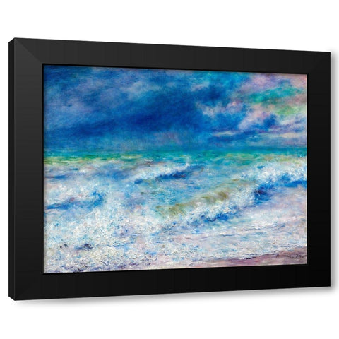Seascape 1897 Black Modern Wood Framed Art Print with Double Matting by Renoir, Pierre-Auguste