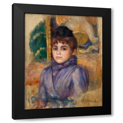 Portrait of a Young Woman 1885 Black Modern Wood Framed Art Print by Renoir, Pierre-Auguste
