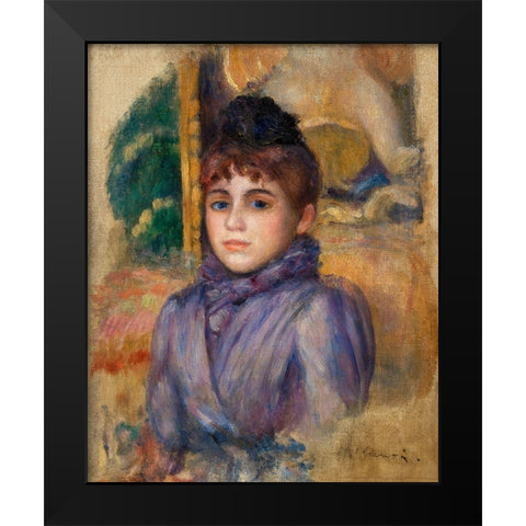 Portrait of a Young Woman 1885 Black Modern Wood Framed Art Print by Renoir, Pierre-Auguste