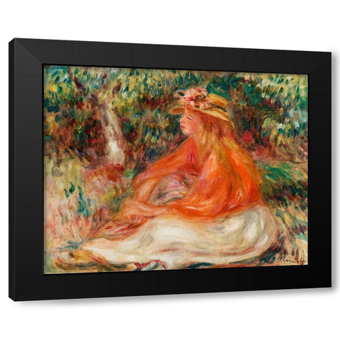 Seated Woman 1910 Black Modern Wood Framed Art Print by Renoir, Pierre-Auguste