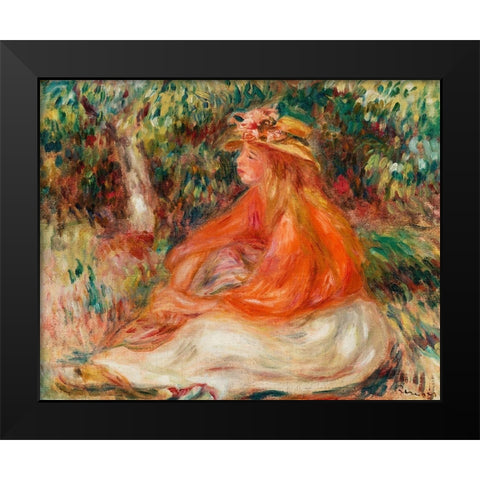 Seated Woman 1910 Black Modern Wood Framed Art Print by Renoir, Pierre-Auguste