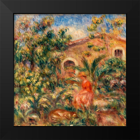 Farmhouse 1917 Black Modern Wood Framed Art Print by Renoir, Pierre-Auguste
