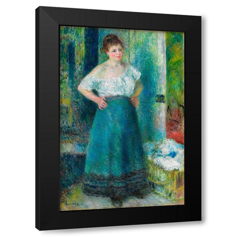 The Laundress 1879 Black Modern Wood Framed Art Print with Double Matting by Renoir, Pierre-Auguste