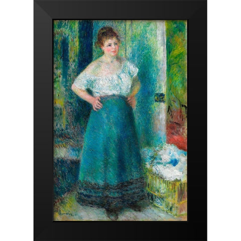 The Laundress 1879 Black Modern Wood Framed Art Print by Renoir, Pierre-Auguste
