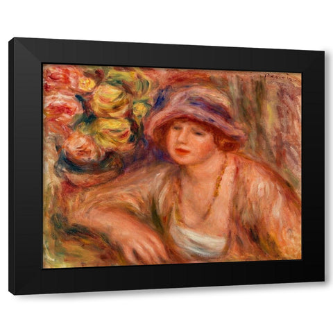 Woman Leaning 1918 Black Modern Wood Framed Art Print by Renoir, Pierre-Auguste